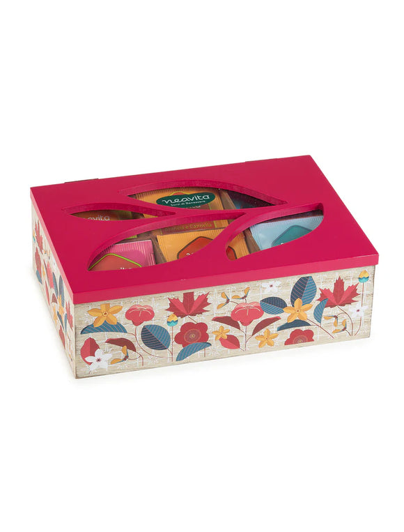 Cofanetto rosso in legno 6 scomparti